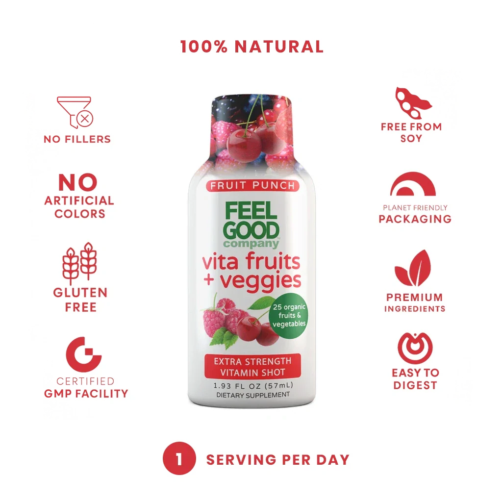 Vita Fruits + Veggies - Extra Strength Vitamin Shot - Fruit Punch - Image 5
