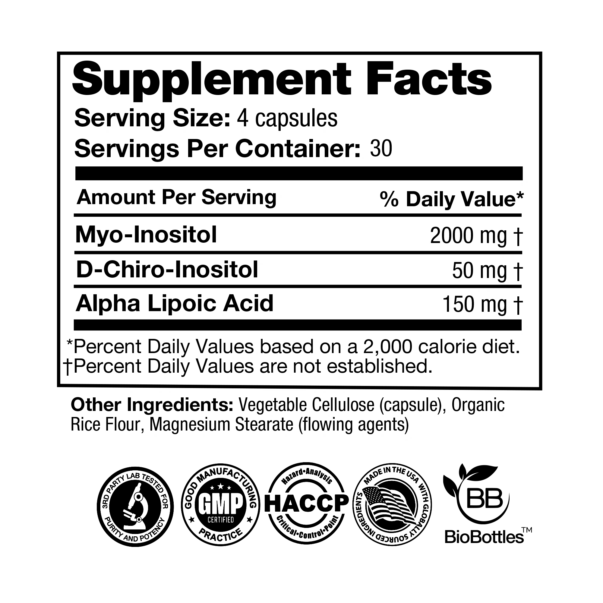 Methylated Inositol (Vitamin B6) - 120 Capsules - Image 4